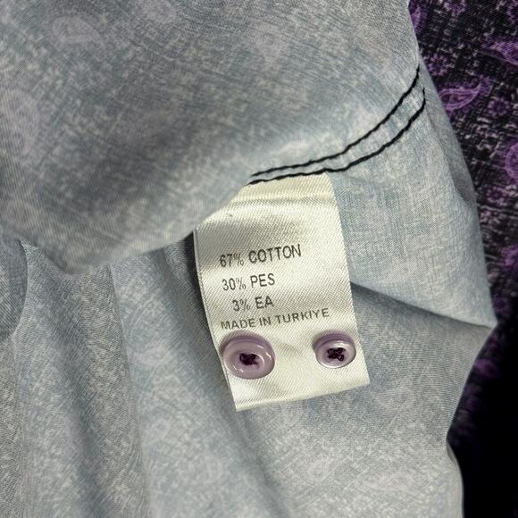 Visconti Black Shirt Mens XL Extra Large Purple Black Long Sleeve Button Up - Picture 6 of 8